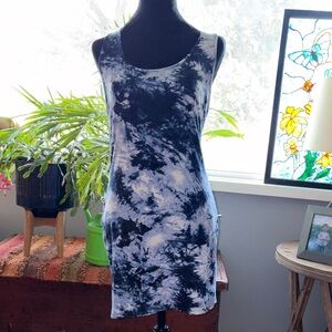 Ambiance Black and White Tie-Dye Tank Dress